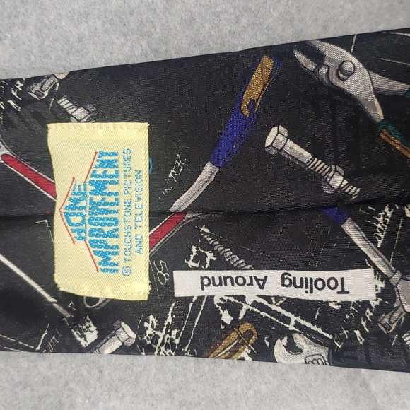 Home Improvement Men's Black "Tooling Around" Tool Pattern Tie - Picture 3 of 6